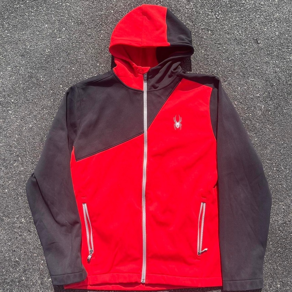 Spyder Black and Red Thermal Full Zip Hoodie size L